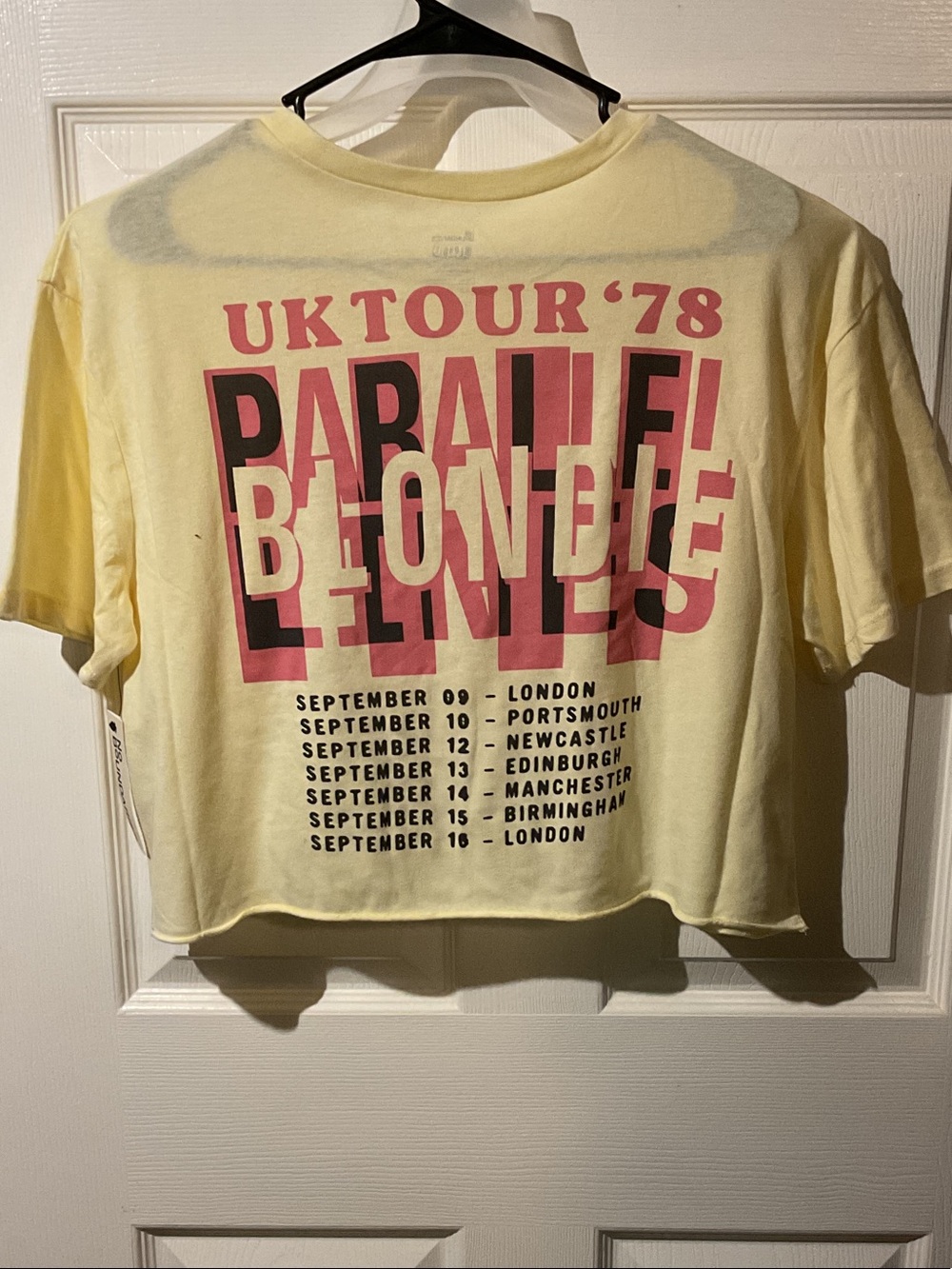 Blondie Pale Yellow UK Tour '78 Graphic Crop Tee with Backhit - Picture 3 of 3
